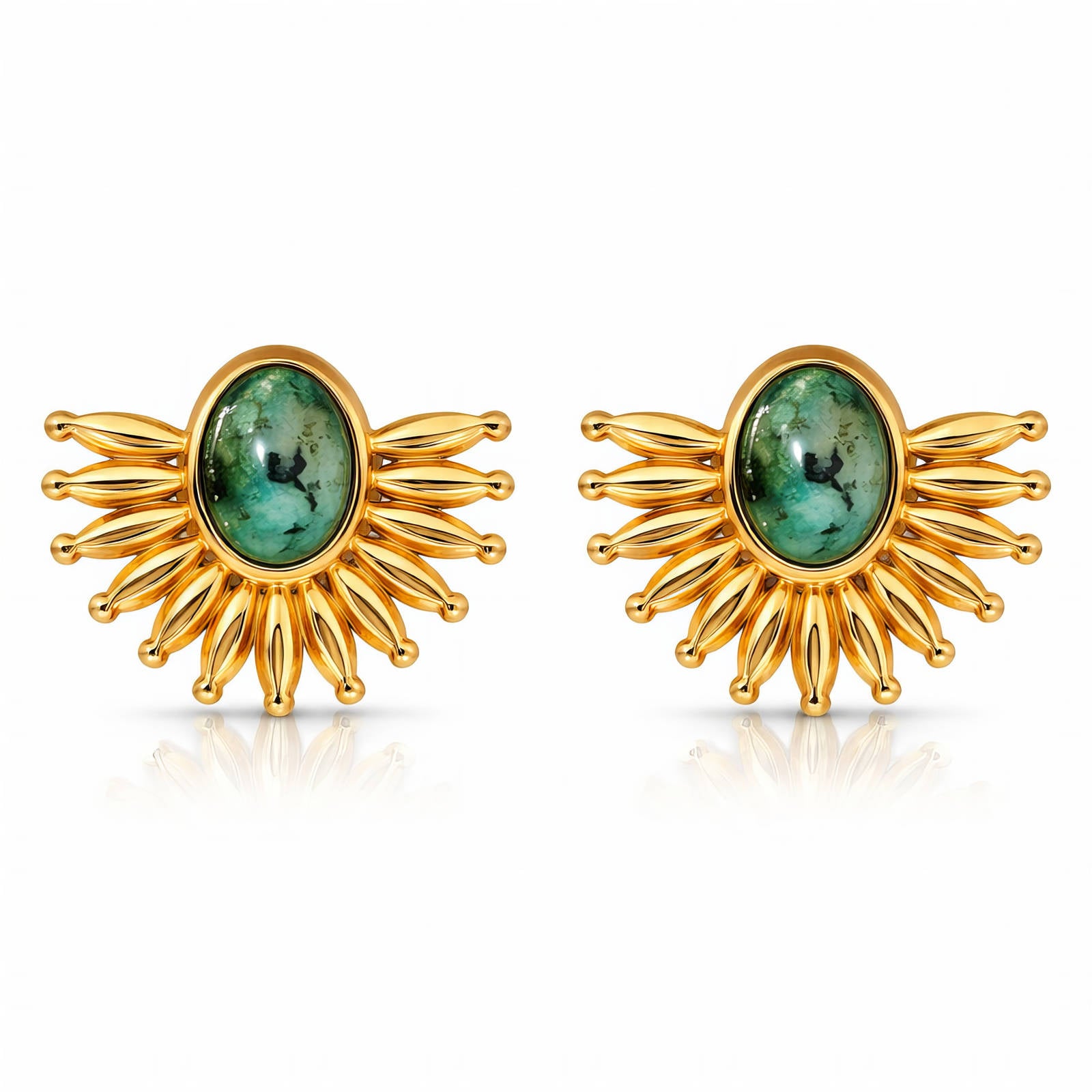 Earrings, 18K Gold Plated Steel