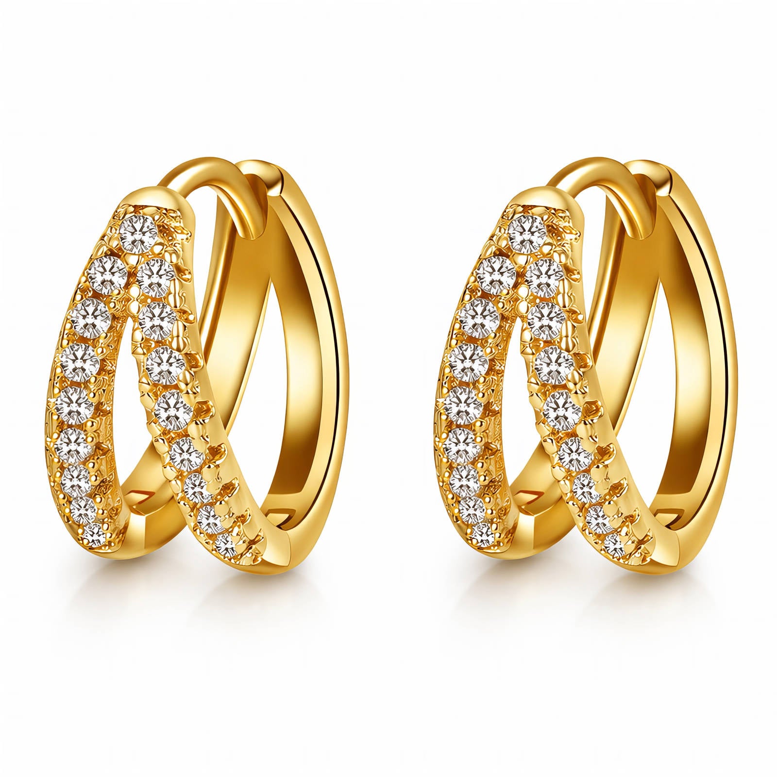 Earrings, 18K Gold Plated Brass