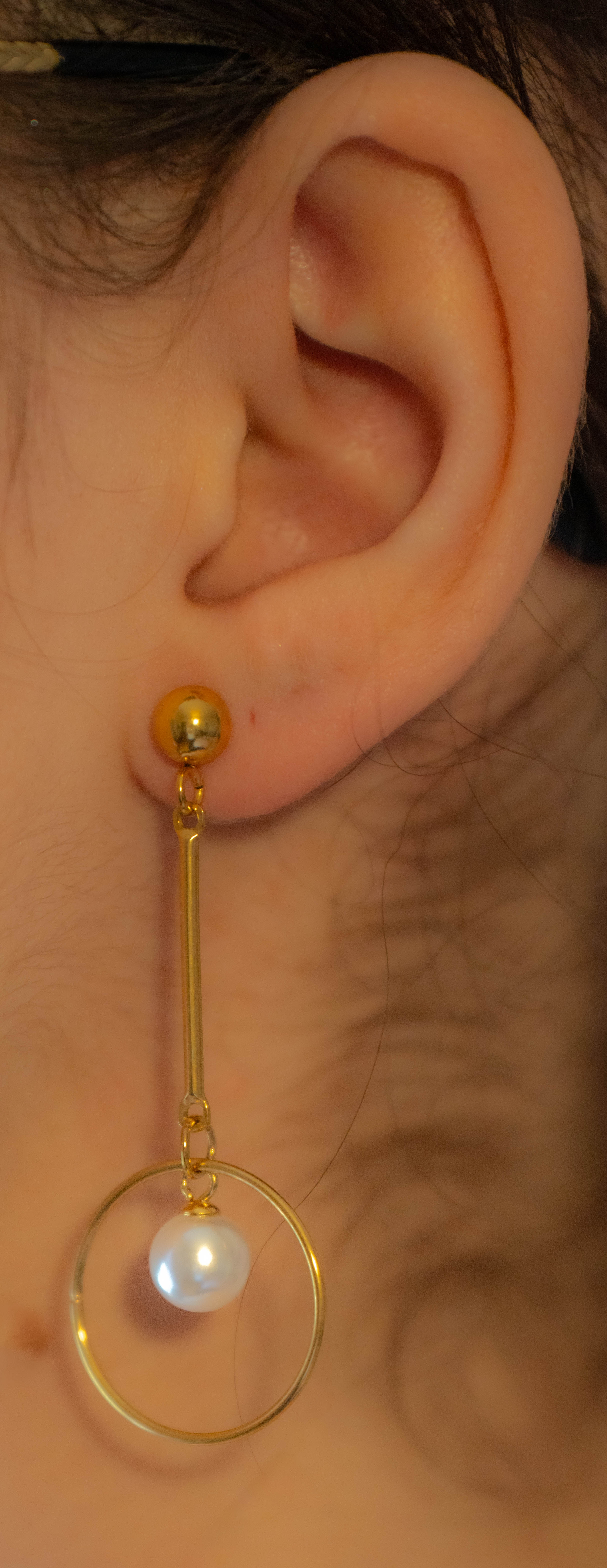 Earrings, 18K Gold Plated Steel